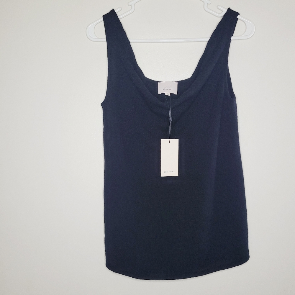 Cinq à Sept Karly Cowl Neck Cashmere Tank Top Black Medium Women's  Draped Neck
